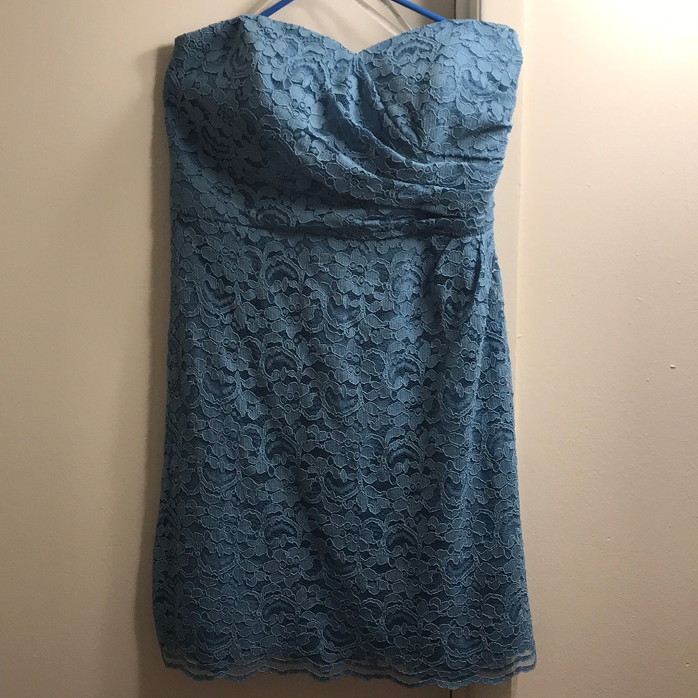 Strapless blue dress